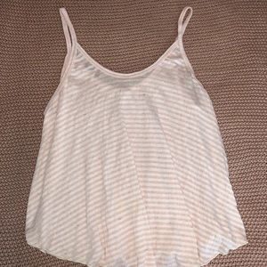 Pink & white striped flowy tank top